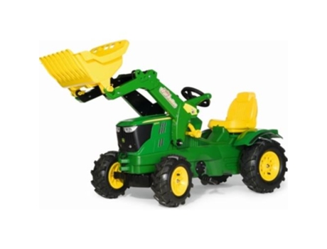 Trator John Deere 6210R ROLLYTOYS Trac com Pá Carregadora e Rodas Pneumáticas