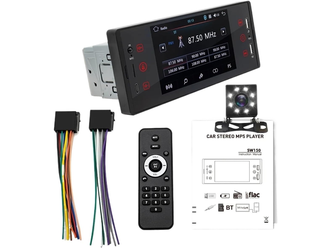Reprodutor Mp5 Automotivo Hd de 5 Polegadas com Rádio Fm, Entrada de Vídeo e Mirrorlink. SFUSHOS (ips)