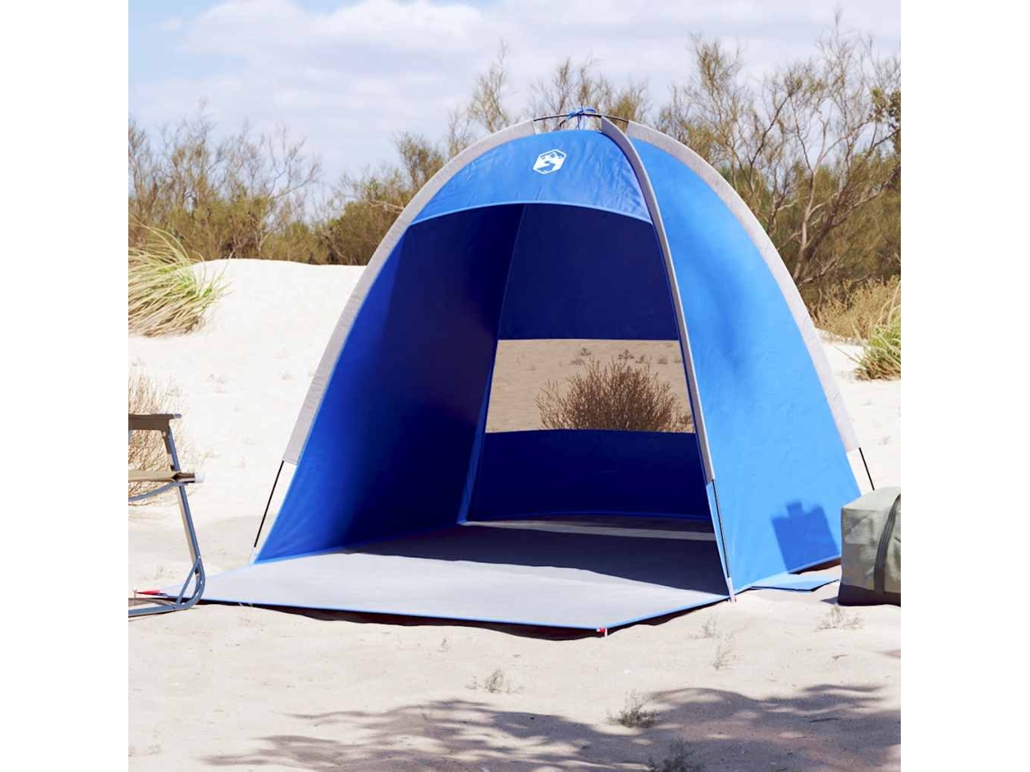 Vidaxl Tenda De Praia 3 Pessoas Impermeável Azul Ciano