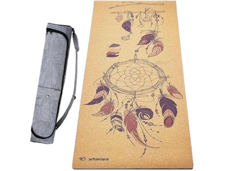 Tapete de yoga ACHAMANA, borracha e cortiça 5mmx68cmx1,83m - Apanhador de sonhos