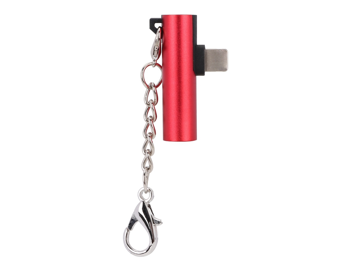 Aetheria adaptador Chaveiro 2 em 1 para Iphone 7/8/x/xs/xr/max Carga e Áudio Vermelho