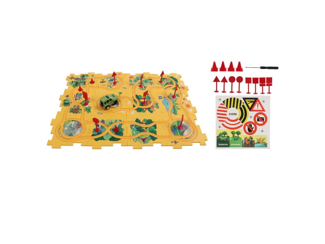 Conjunto de 2 Trilhos com Carro e Dinossauro Puzzle S/MARCA