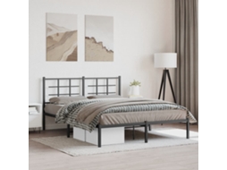 Vidaxl Estrutura De Cama Em Metal Com Cabeceira 150x200 Cm Preto