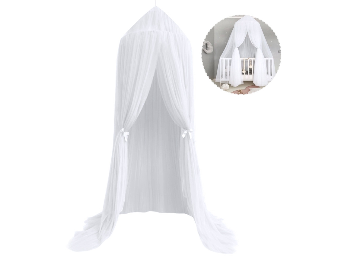 Manta Mosquito Redonda Decorativa Branca para Bebê