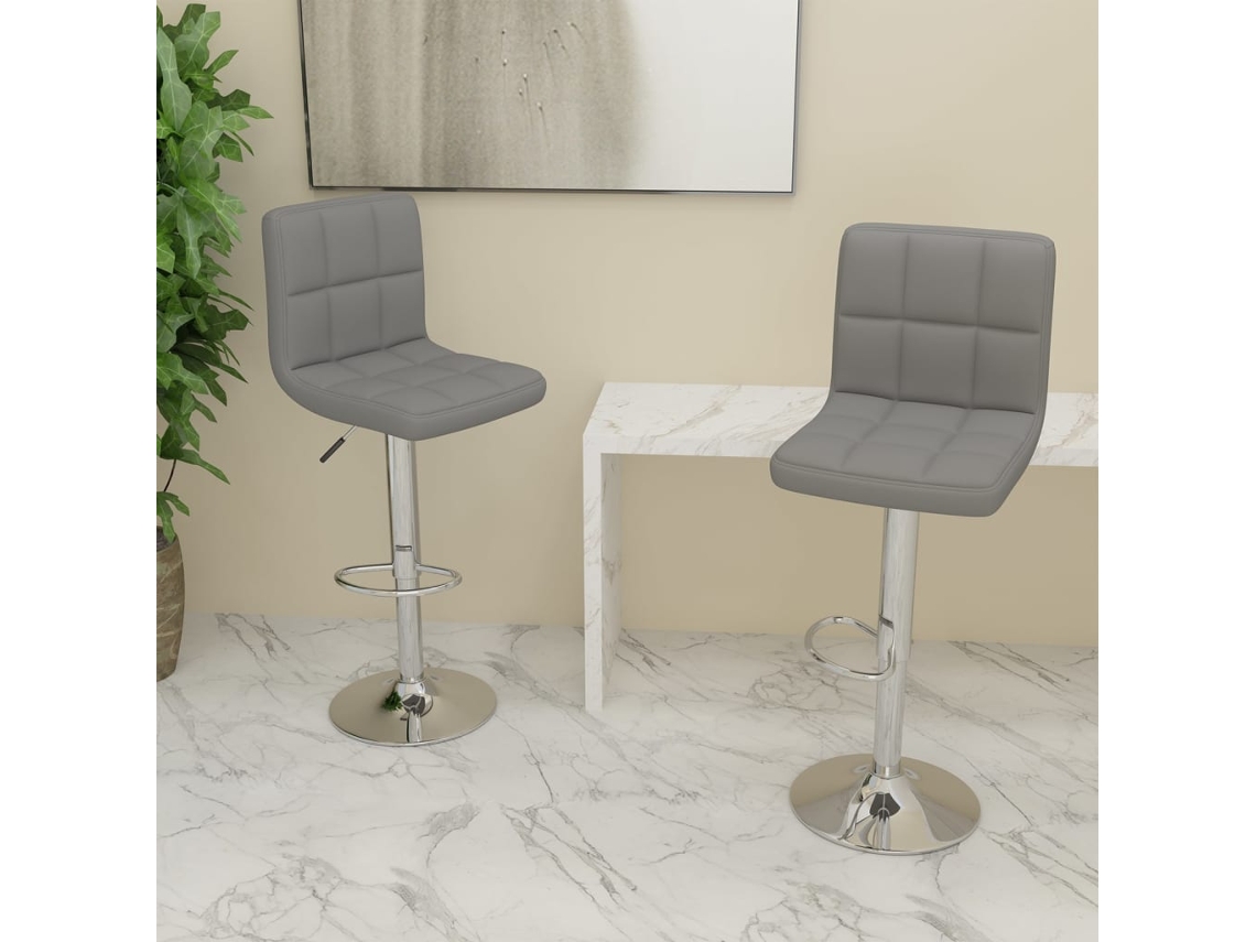 Vidaxl Bancos De Bar 2 Pcs Tecido Cinzento-claro