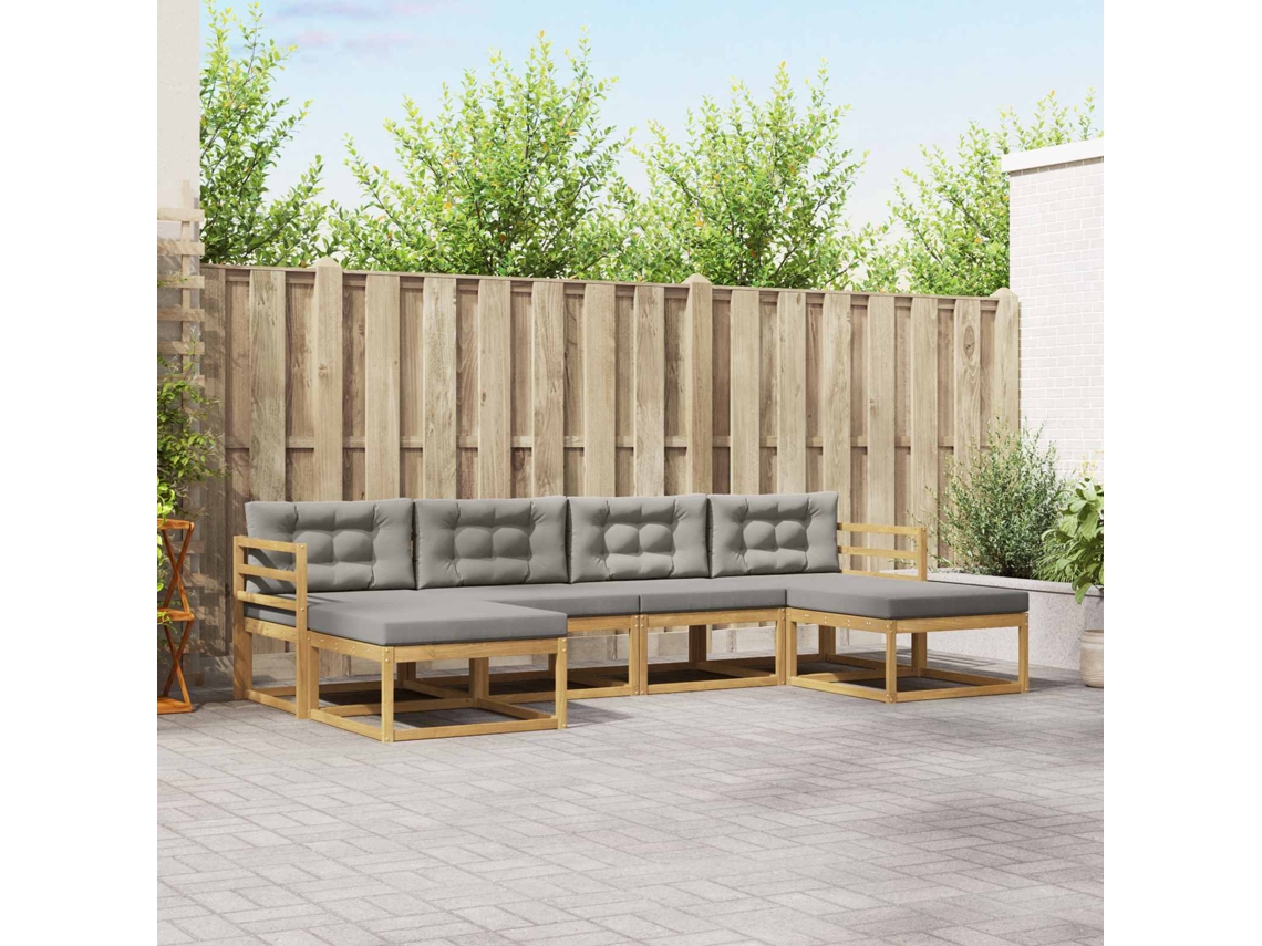 Vidaxl Conjunto De Sofás Para Exterior 6 Unid. Branco E Cinzento-claro
