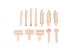 Mali 12pcs Conjunto de Rolo para Massinha Infantil de Mogno Branco Seguro Diy Brinquedo