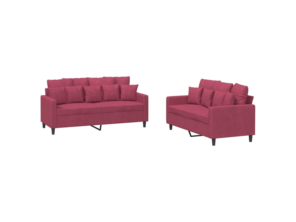 Sofa Set, Sofa Sets Vidaxl Vermelho Veludo (n/a)