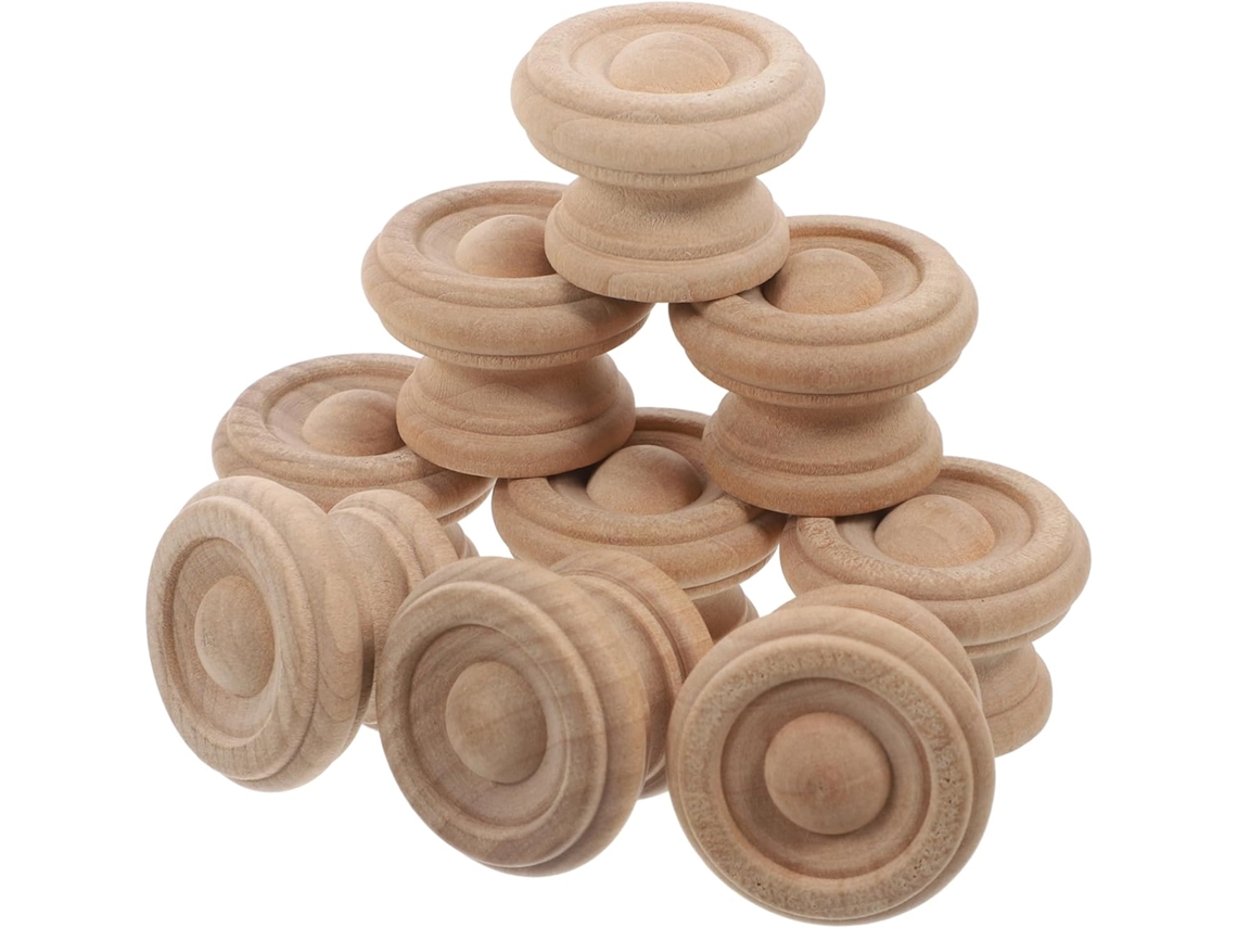 Gadpiparty Conjunto De 12-puxadores Madeira Para Gavetas, Formato De Cogumelo, Sem Acabamento, Para Armários E Cômodas