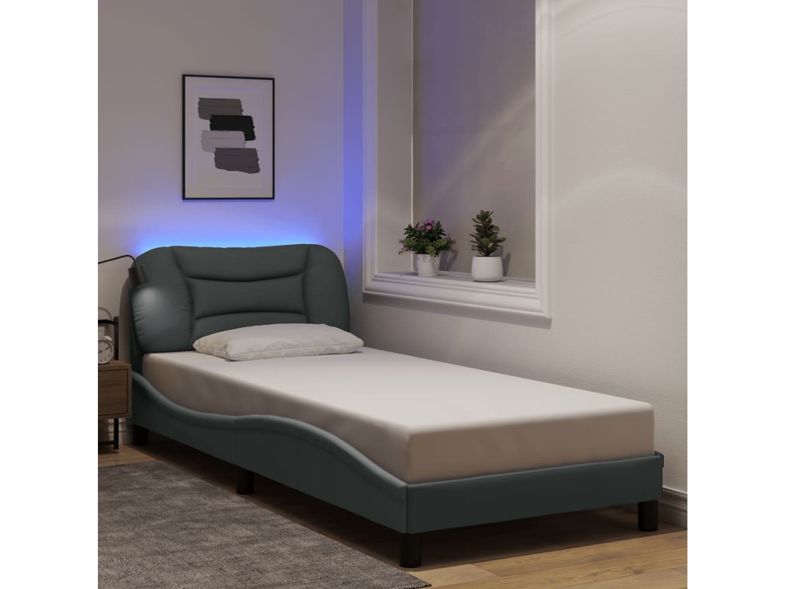 Vidaxl Estrutura De Cama Com Led Sem Colchão Hvar 80x200 Cm Tecido