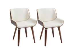 Conjunto de 2 Cadeiras Vintage para Sala, assento sintético, 54x53x81cm, branco e marrom BTFORUS