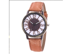 Reloj De Cuarzo Unisex Con Correa De Denim Y Lona Zhoulianfa (café Claro)