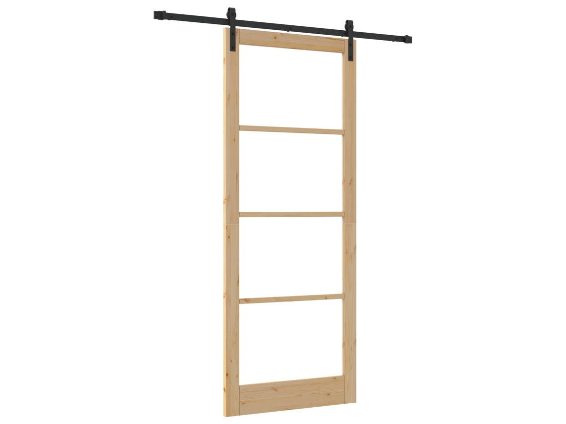 Conjunto 1 Porta Deslizante Vidaxl Castanho Madeira De Pinho Maciça (93 X 232 Cm)