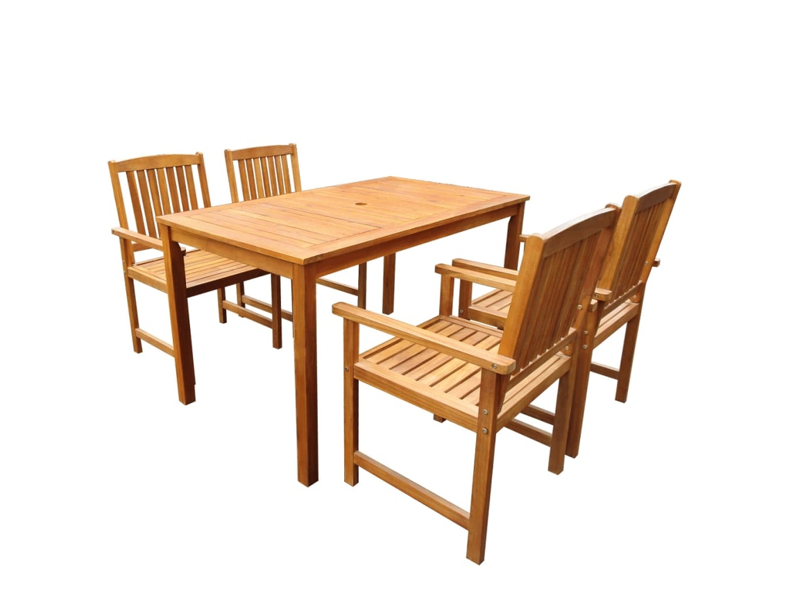 Vidaxl 5 Pcs Conjunto De Jantar Exterior Madeira Acácia Maciça