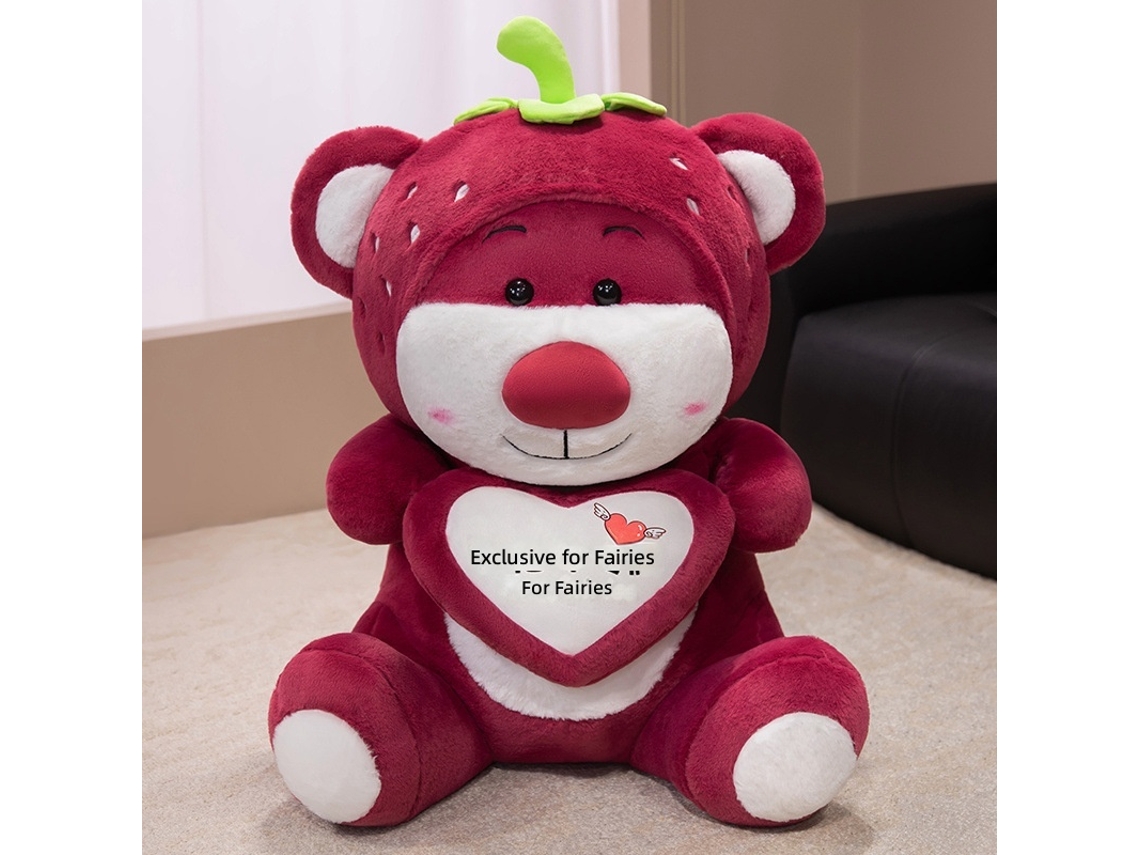 Urso Morango Abraçando Coração Pelúcia Declaração de Amor Rosa Pink Amor É Você CHABERLU
