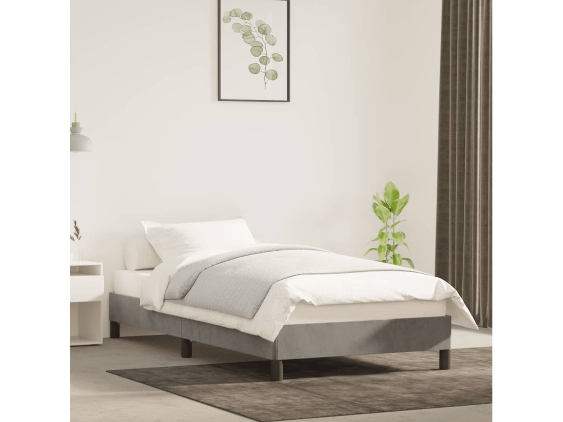 Vidaxl Estrutura de Cama Sem Colchão 90x190 Cm Veludo Cinzento claro