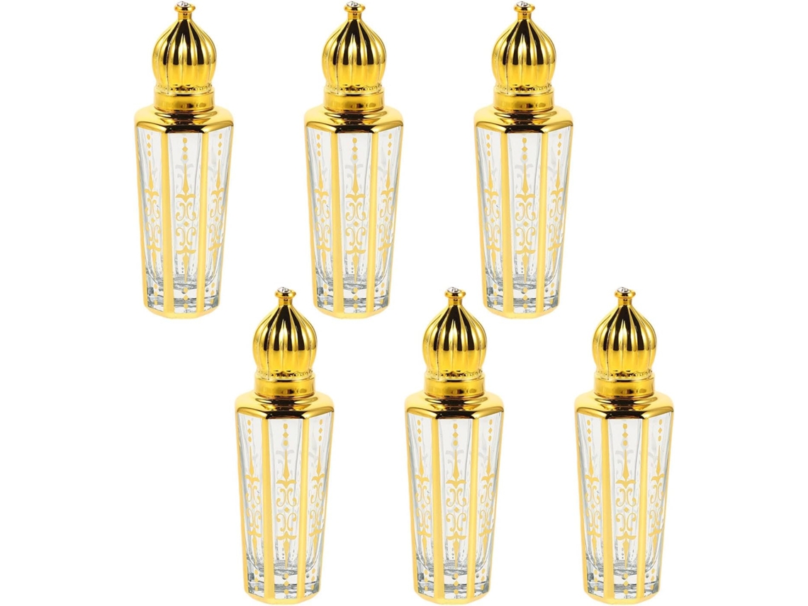 De 6 Frascos De Vidro Dourado Para Perfumes E Óleos Essenciais - Kit De Viagem