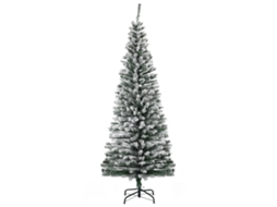 Árvore de Natal Estreita 180cm S/MARCA (492 galhos, neve artificial, suporte metálico, verde e branco)