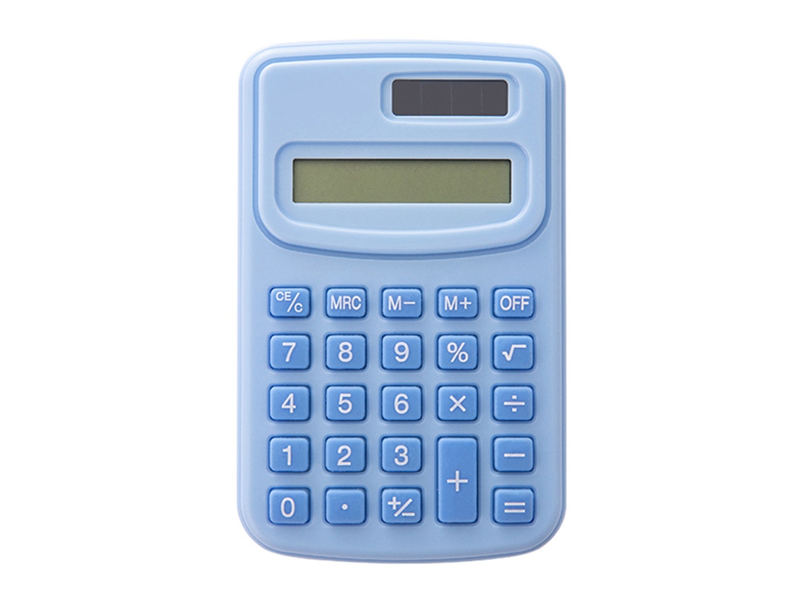 Calculadora Mini Portátil De Bolsillo Com Bateria E Solar 8 Dígitos Led Azul Céu Para Estudantes Escritório