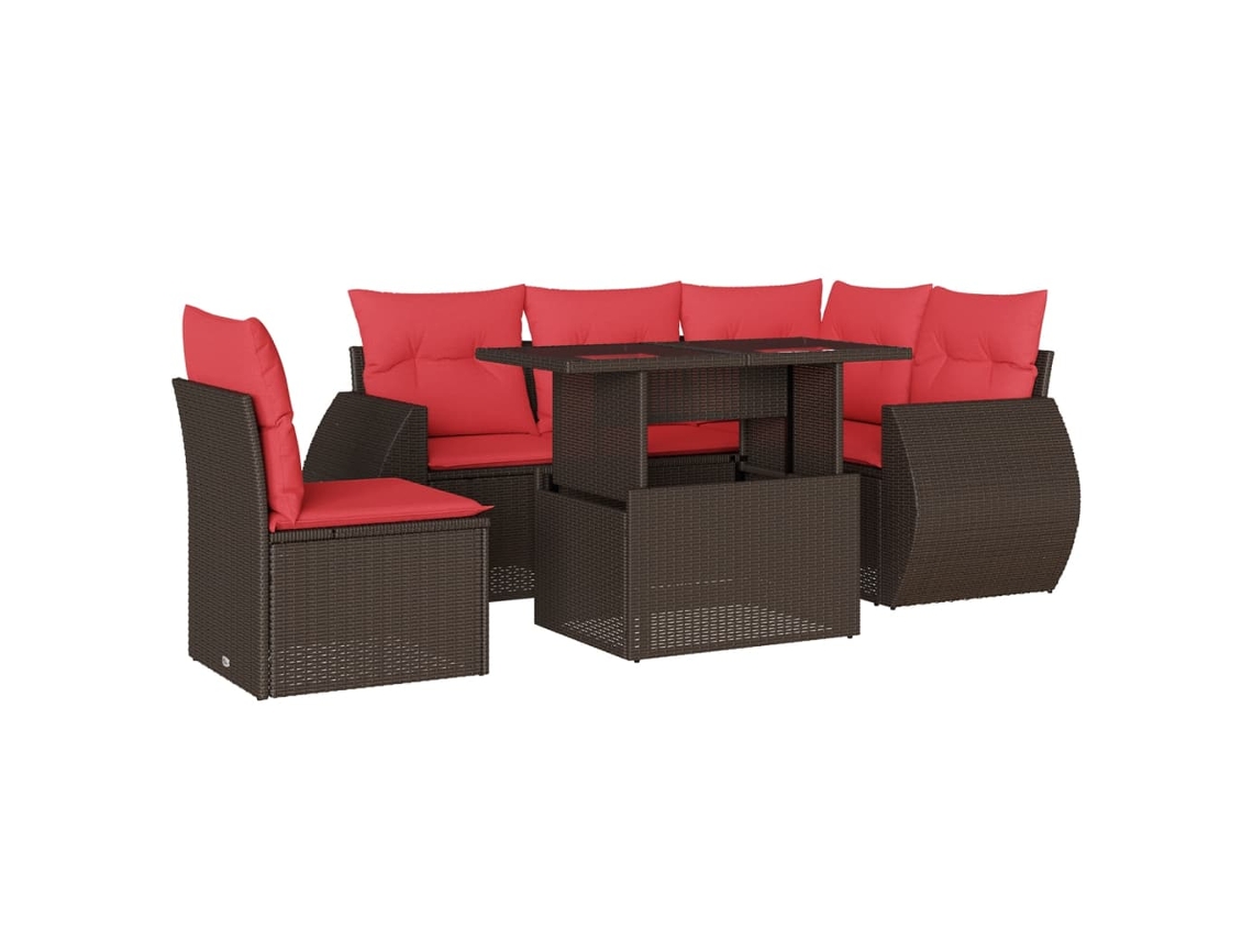 Conjunto de Sofá de Jardim, 6 Peças, Almofadas, Rattan Preto MAISON EXCLUSIVE