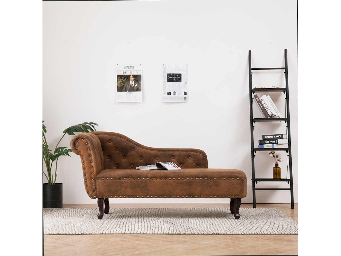 Vidaxl Chaise Longue Camurça Artificial Castanho