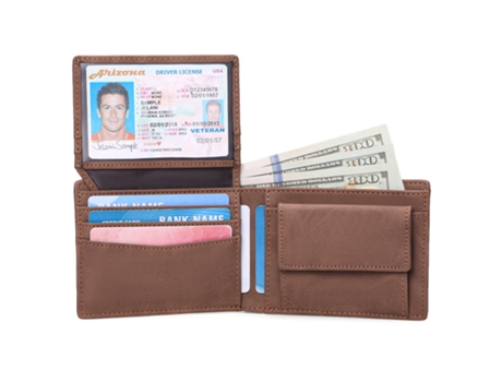 Carteira Carteira De Homem Mduh Legítimo Proteção Rfid Pele Castanho