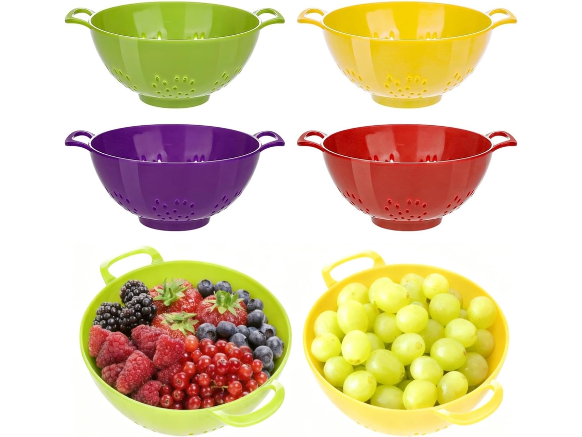 Conjunto De Quatros Escorredores De Alimentos, 19 Cm De Tamanho, Feitos De Plástico, Adequados Para Escorrer Frutas