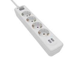 Extensão com Interruptor PHILIPS SPN3042WA/10 / 4 Tomadas de Corrente / 2 USB / Cabo de 2m / Branco