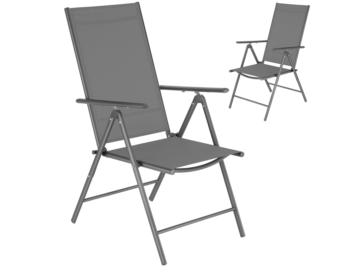Tectake Cadeiras De Jardim Dobráveis Com Encosto Ajustável, Tecido De Malha, Antracite