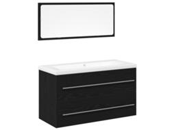 Conjunto 3 Armário De Banheiro Vidaxl Preto Derivados De Madeira (90 X 38,5 X 48 Cm)