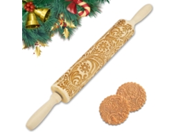 Rolo Da Massa de Madeira com Relevo Rolo Da Massa com Relevo Esculpido com Padrão de Alce Usado para Assar Biscoitos 43 Cm
