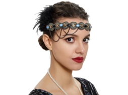 Tiara Elástica Estilo Boêmio com Penas Coloridas e Miçangas, Ideal para Meninas, Festivais e Halloween. SFUSHOS