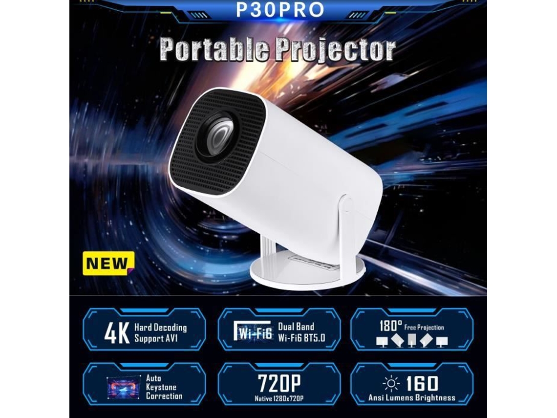 Projetor Mini Android 12, Wifi 6, Bluetooth 5.0, Rota 180° Para Exterior, Compatível Com Smartphone Rosae