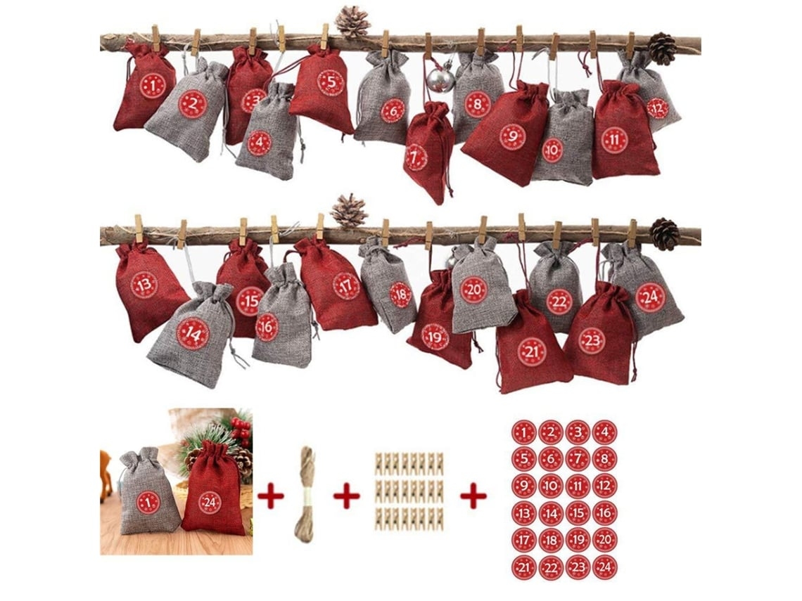 Calendário do Advento de Natal Faça Você Mesmo: Decoração de Sacolas e Adesivos com Números, Ergonômico, Uso Diário STELASPLEN