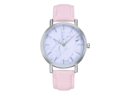 Reloj De Cuarzo Con Correa De Cuero Pu Moda Para Mujer Dial Redondo Pulsera Rosa