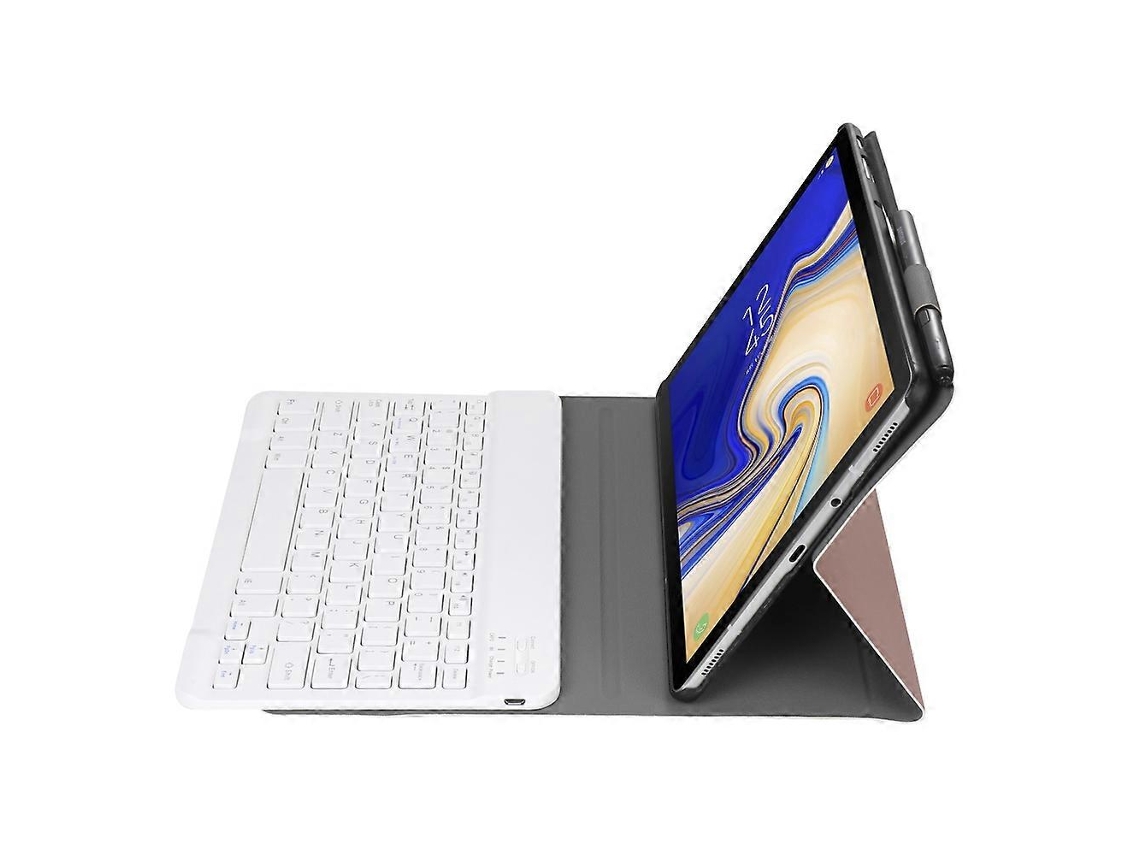 Capa De Couro Ultrafina E Destacável Com Teclado Bluetooth 3.0 Para Tablet Samsung Galaxy Tab A 10.1 T510 / T515, Com Compartimento E Suporte Para Can