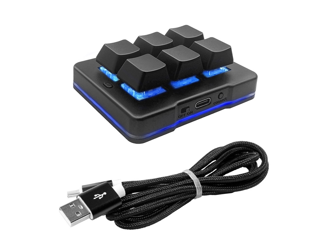 Teclado Mecânico Tri-mode De 6 Teclas Programáveis Sem Fio Bt 2.4g Com Fio Para Jogos E Escritório