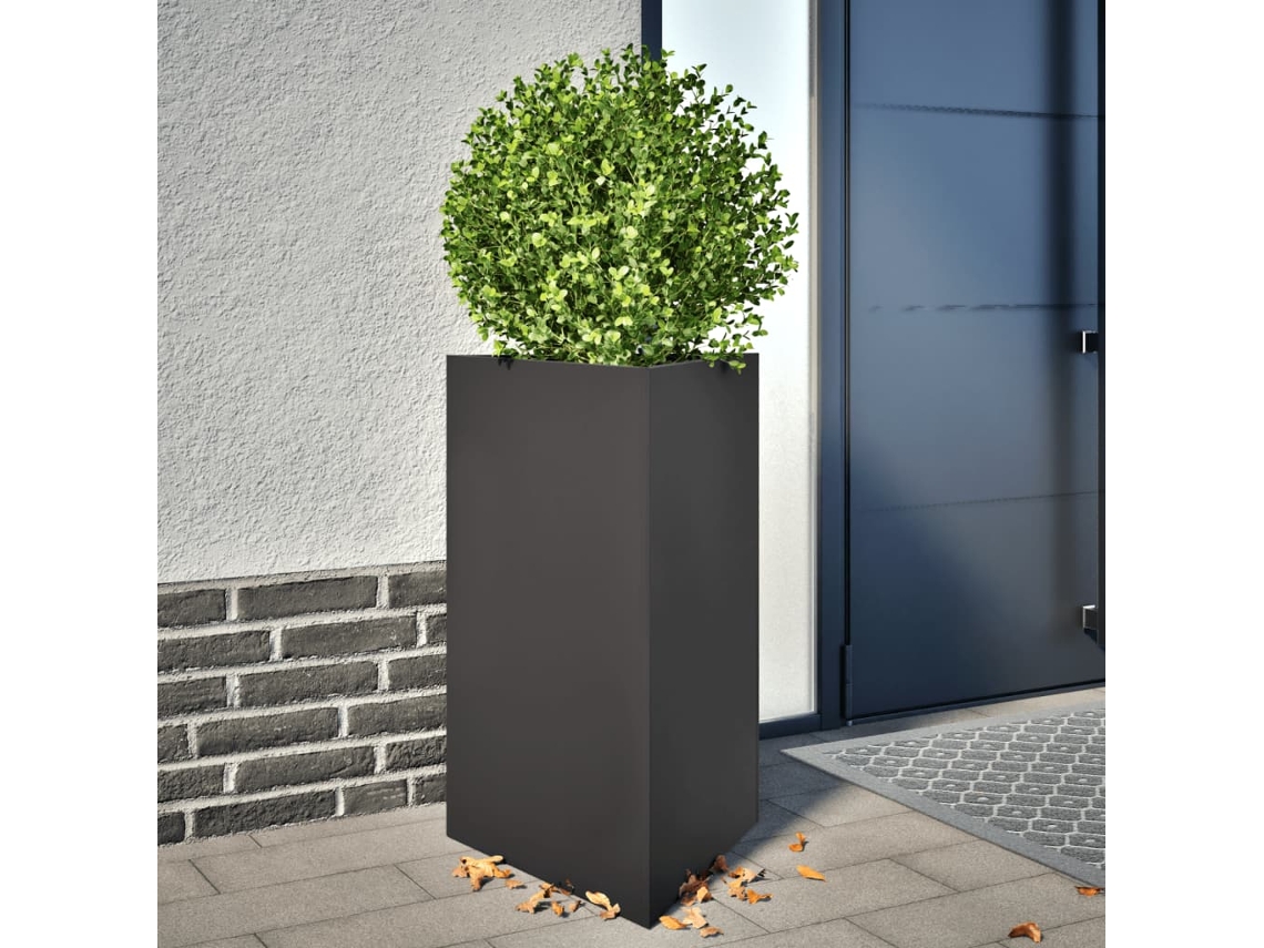 Vidaxl Vaso/floreira De Jardim Triangular 50x43x75 Cm Aço Preto