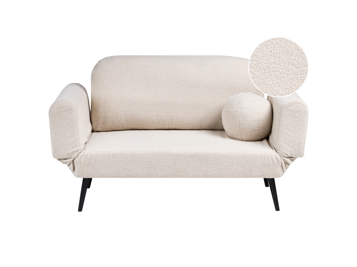 Sofá Cama Beliani Dorotea De Bouclé Blanco 190x79x88