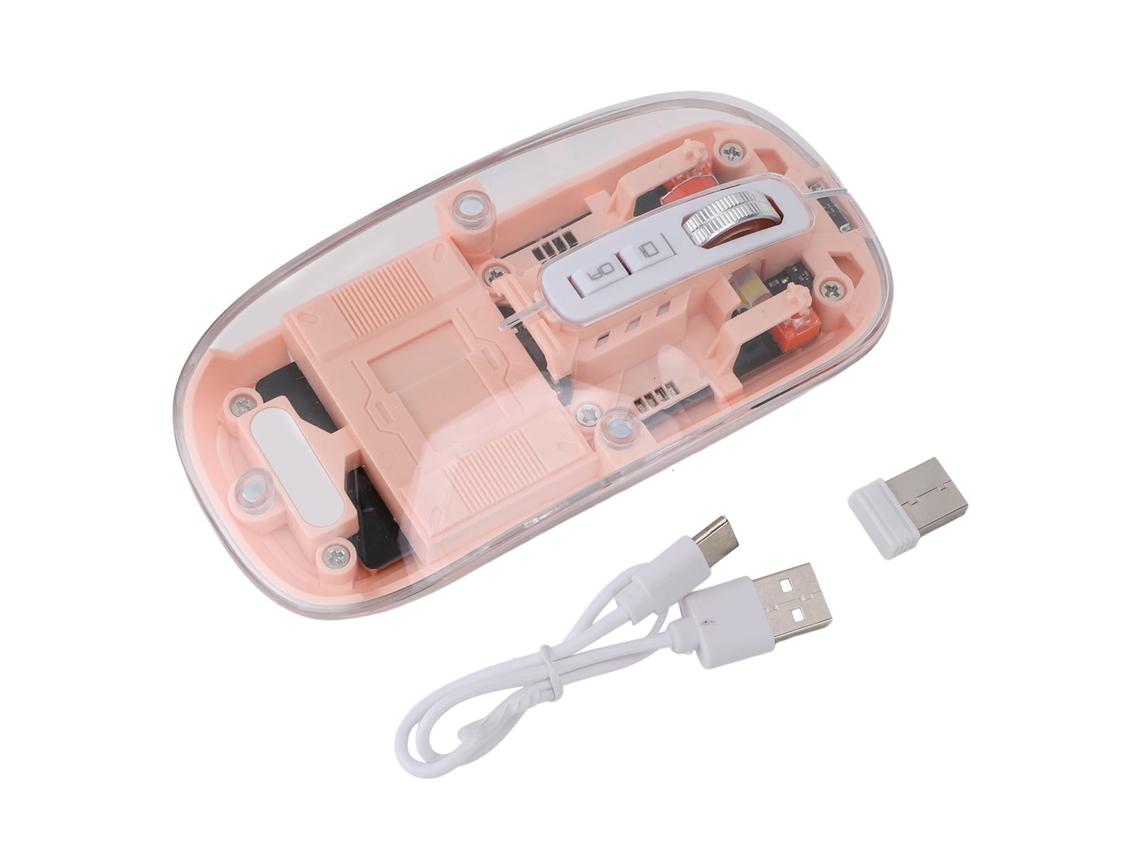 Aetheria mouse Sem Fio Transparente Bluetooth 2.4g Tri modo Recarregável com Luz Respiratória 7 Cores Rosa