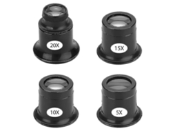 Lupa para Óculos, Conjunto de 5x, 10x, 15x e 20x, 4 Peças. Lupa de Relojoeiro BRILVIBERA