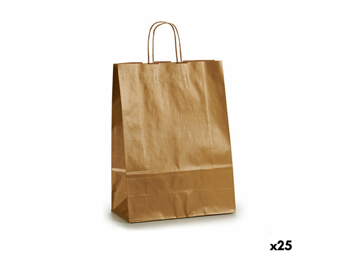 Mala de Papel Dourado 32 X 12 X 50 Cm 25 Unidades