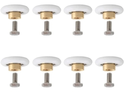 Pack 8 Rodízios 20mm para Porta Duche Branco. Parafusos M6 Incluídos. Substituição.