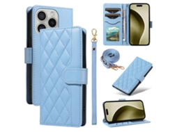 Capa Em Couro Pu Para Apple Iphone 16 Pro - Cor Azul