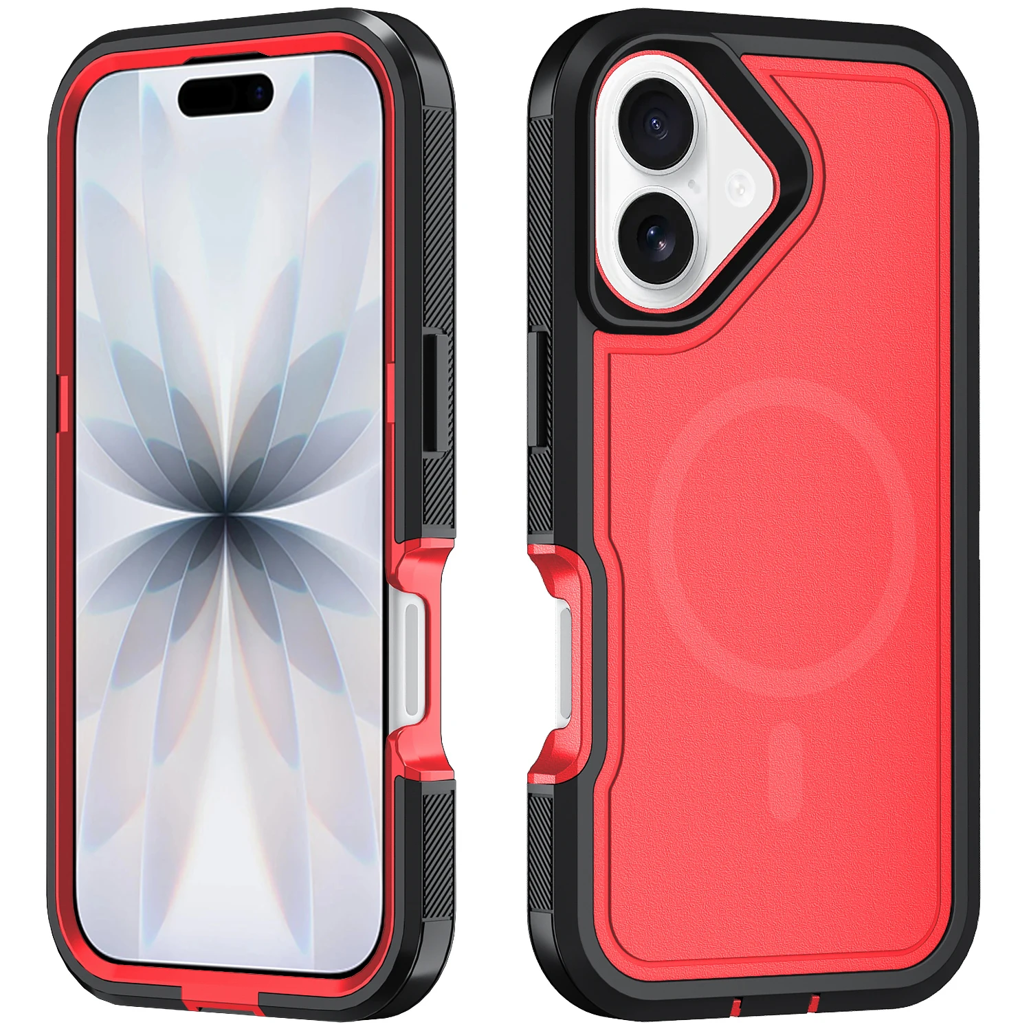 (vermelho/preto, Iphone 17) Capa Protetora Robusta, Magnética, Resistente A Impactos E Arranhões.