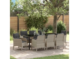 Vidaxl Conjunto De Jantar Para Jardim 9 Unid. Cinzento-claro Vime Pe