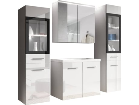 Conjunto de Banheiro Madrit Ii Branco/Branco Brilhante BRATEX