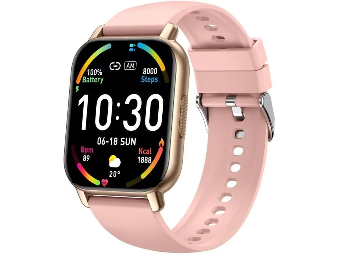 Relógio inteligente Bestvite Hoxe com chamadas Bluetooth, à prova d'água IP68, rastreador de condicionamento físico, rosa
