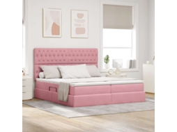 Vidaxl Cama De Armazenamento Led Com Colchão Rosa 200 X 200 Cm Veludo