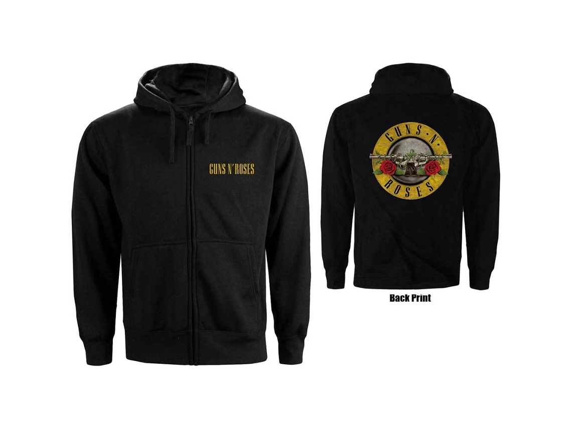 Hoodie ROCK OFF Guns N Roses - Classic Logo (Back Print) Preto (Tamanho: L)